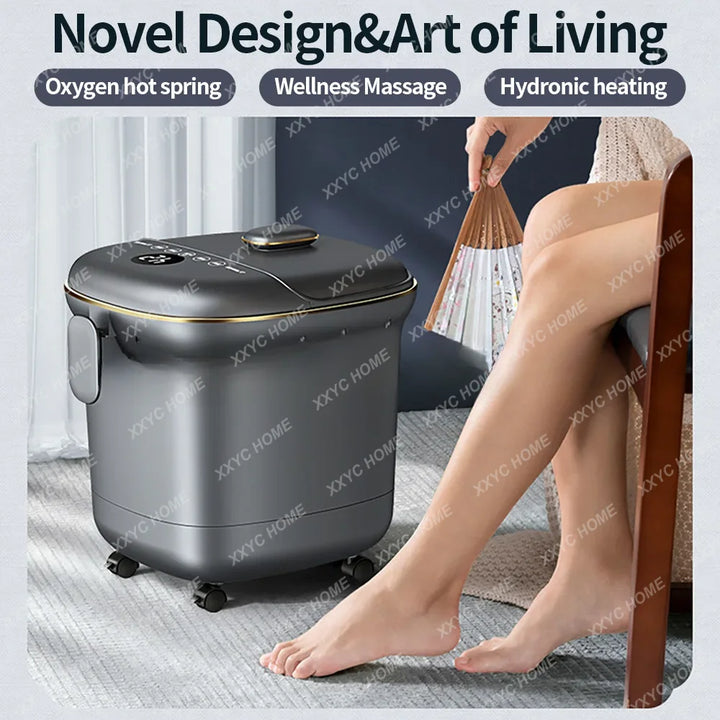 Luxury Foot Spa Bath Massager with Heat & Bubbles, Digital Temperature Control, Motorized Rollers, Adjustable Time Pedicure 