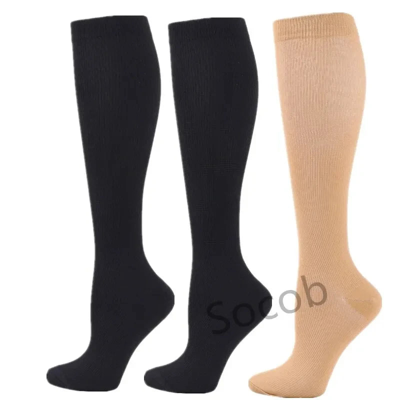 Premium Compression Socks for Men & Women – Elastic Sports, Running, Hiking, Pregnancy & Flight Socks for Varicose Veins, Swollen Legs, Marathon Support