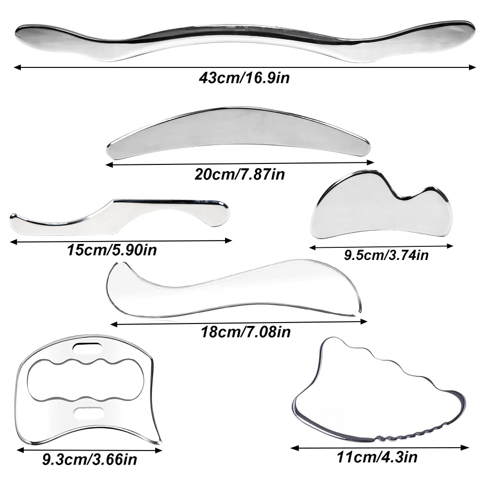 Premium Stainless Steel Gua Sha Scraping Massage Tool - IASTM for Muscle Pain Relief, Soft Tissue Mobilization, and Myofascia
