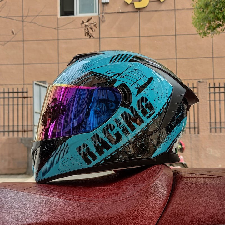 Premium Full Face Motorcycle Helmet - DOT & ECE Certified, Double Lens, Inner Sun Visor, Lightweight ABS Shell Removable Nose