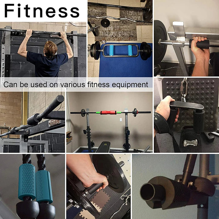 Premium Thick Bar Dumbbell Handles for Weightlifting - Anti-Slip Silicon Grip, Forearm Strength Support, Joint Pain Relief,