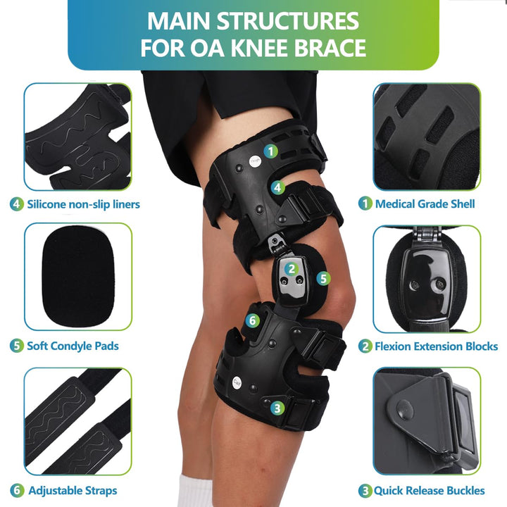 Premium Adjustable Knee Brace for ACL, Meniscus & Ligament Injuries | ROM Hinged Orthopedic Support for Men & Women | Optimal Stability & Comfort