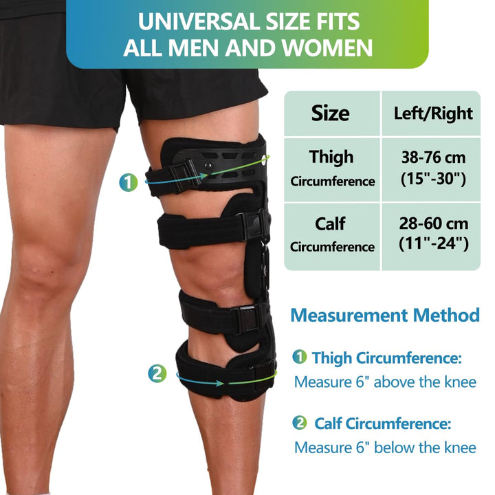 Premium Adjustable Knee Brace for ACL, Meniscus & Ligament Injuries | ROM Hinged Orthopedic Support for Men & Women | Optimal Stability & Comfort