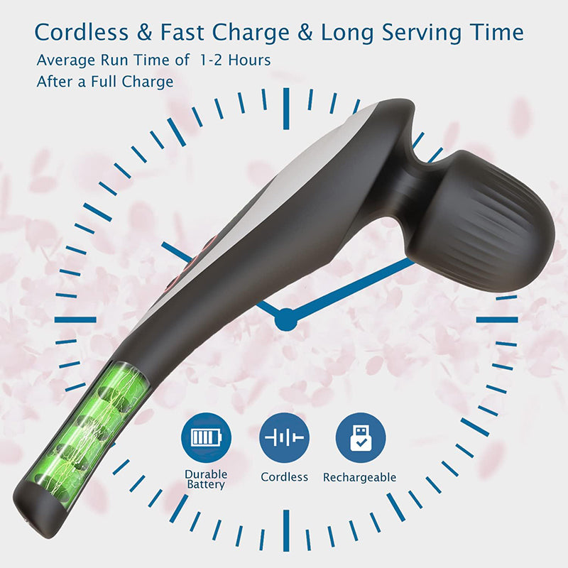 Premium USB Handheld Electric Wand Massager - High Frequency Vibration Deep Tissue Massage Machine for Body, Neck, and Back Pain Relief