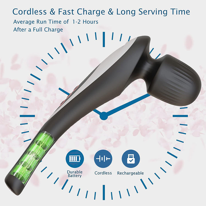 Premium USB Handheld Electric Wand Massager - High Frequency Vibration Deep Tissue Massage Machine for Body, Neck, and Back Pain Relief