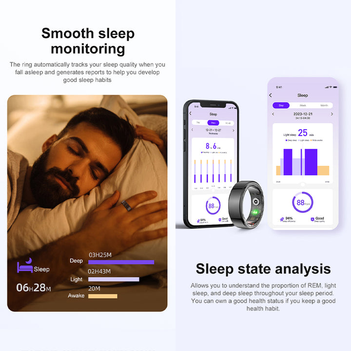 Premium Smart Ring with Charging Case – 5ATM Waterproof, 39-Day Battery Life, Real-Time Health Monitor, Multi-Sport Mode,