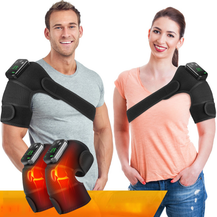 Premium USB Electric Heating Kneepads & Shoulder Massager | 3-in-1 Adjustable Heated Brace with Three Heat Levels & Vibration for Neck, Arm, & Knee Relief