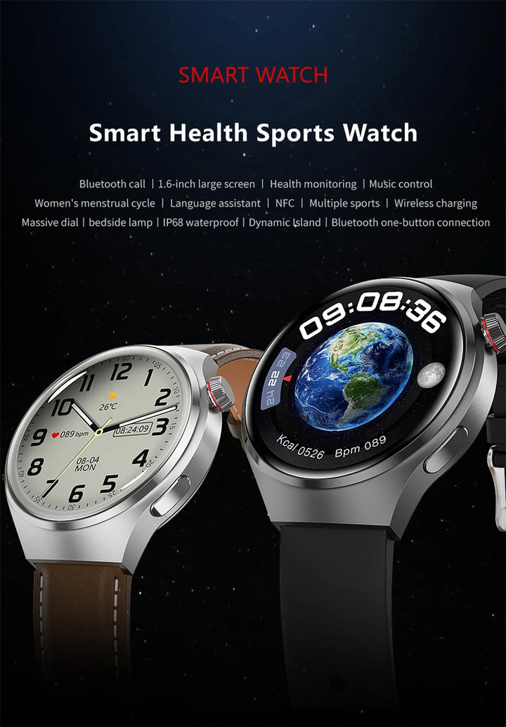 Premium GPS Smart Watch for Men & Women | 360° AMOLED Display, NFC, Bluetooth Call, IP68 Waterproof, Heart Rate Monitor, Fitness Tracker, Sleep Monitoring, Multi-Sport Modes