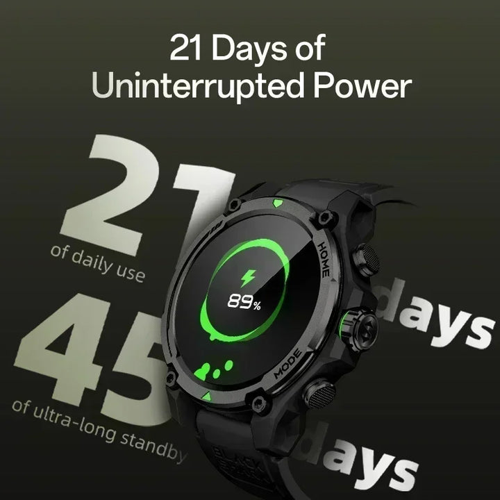 Premium Smartwatch with 1.43" AMOLED Display – GPS, 5ATM Water Resistance, 21-Day Battery Life, 100+ Sports Modes, Bluetooth 