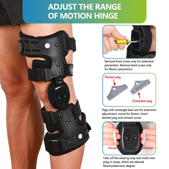 Premium Adjustable Knee Brace for ACL, Meniscus & Ligament Injuries | ROM Hinged Orthopedic Support for Men & Women | Optimal Stability & Comfort