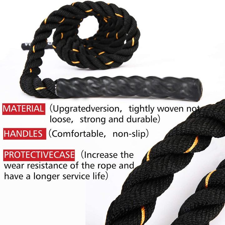 Premium Weighted Jump Rope – 10ft Fitness Skipping Rope for Strength & Cardio Training – Durable Heavy Duty Polyester for Men