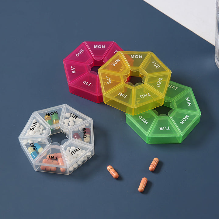 Premium Mini Portable Pill Organizer – Weekly Travel Tablet Holder, Compact 7-Day Storage Box for Pills, Vitamins, and  