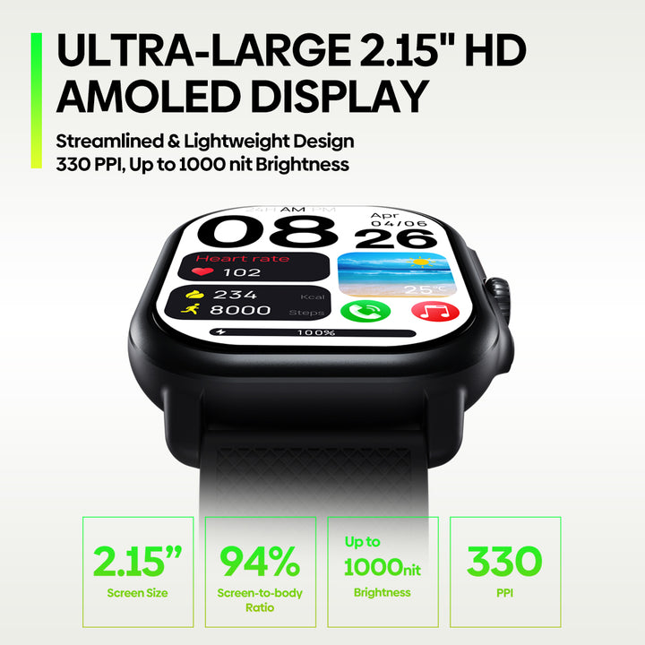 Luxury GPS Smartwatch – 2.15" AMOLED Display with Built-in GPS, Fitness Tracking, Bluetooth Calling, and 100+ Sports Modes
