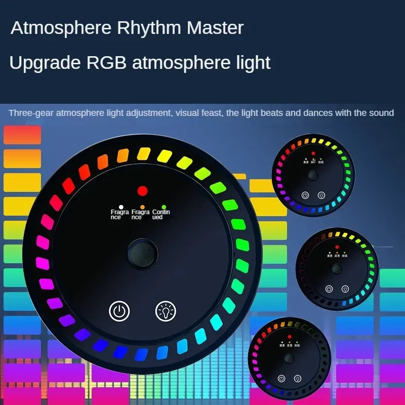 Premium 3-in-1 Car Air Freshener – Aromatherapy Essential Oil Diffuser with Adjustable Starry Sky Light, Music Rhythm Display