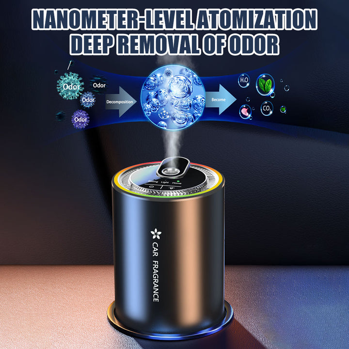 Premium 3-in-1 Car Air Freshener – Aromatherapy Essential Oil Diffuser with Adjustable Starry Sky Light, Music Rhythm Display
