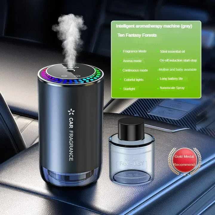 Premium 3-in-1 Car Air Freshener – Aromatherapy Essential Oil Diffuser with Adjustable Starry Sky Light, Music Rhythm Display