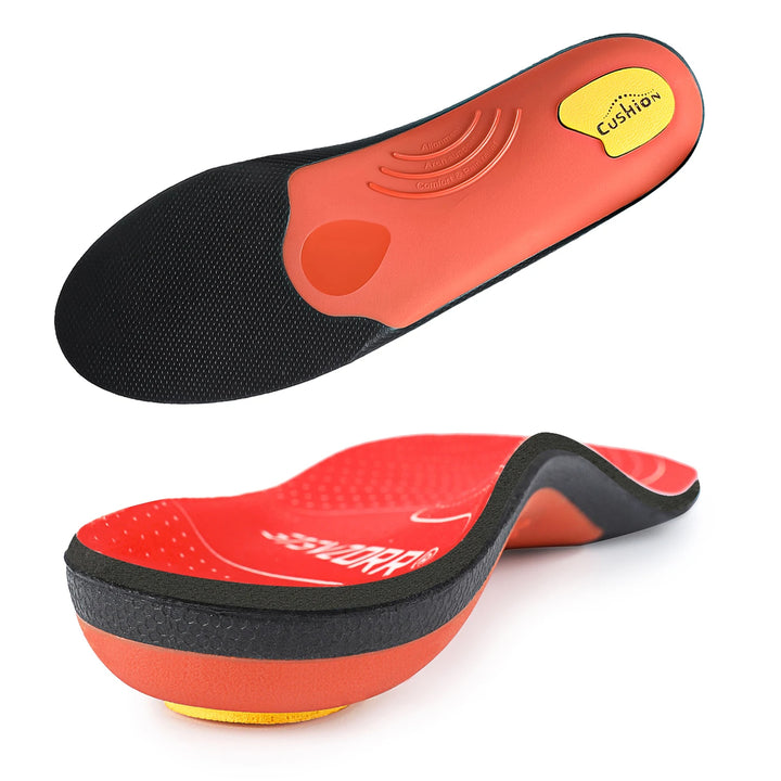 Premium Arch Support Insoles for Pain Relief - Heavy-Duty Orthotics for Flat Feet, Heel Pads, and Plantar Fasciitis in Work Boots for Men and Women