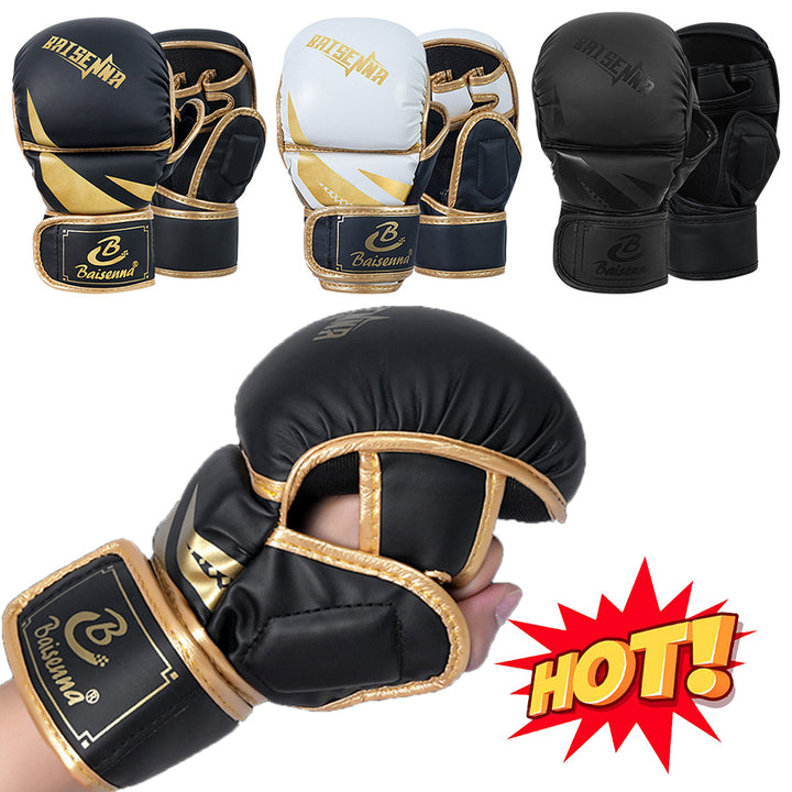 Premium MMA Half-Finger Boxing Gloves – Professional Mixed Martial Arts Training Gloves for Sanda & Free Fighting – Thickened