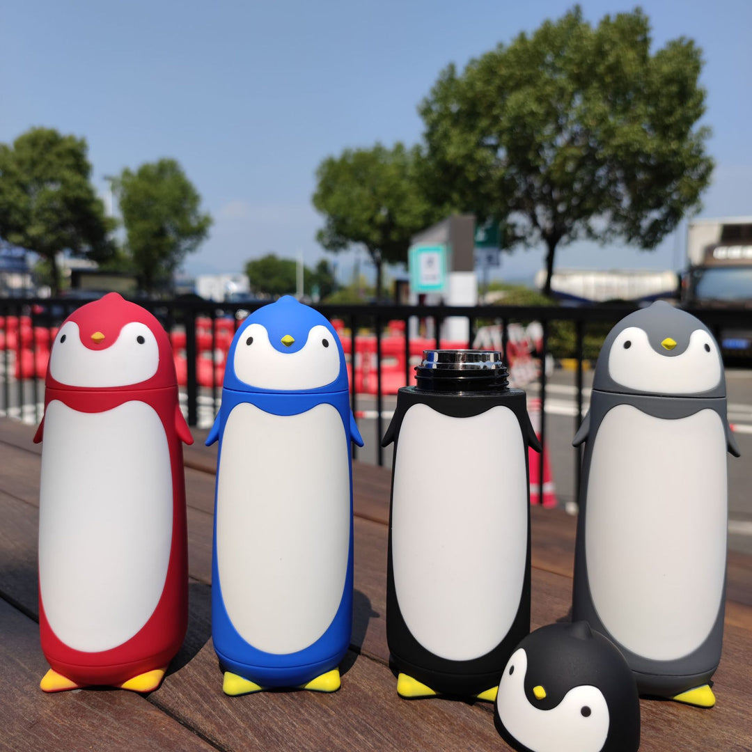 Premium Penguin Stainless Steel Vacuum Thermos – 9.5oz Travel Mug for Kids & Students – Insulated Coffee & Tea Flask – Hot or