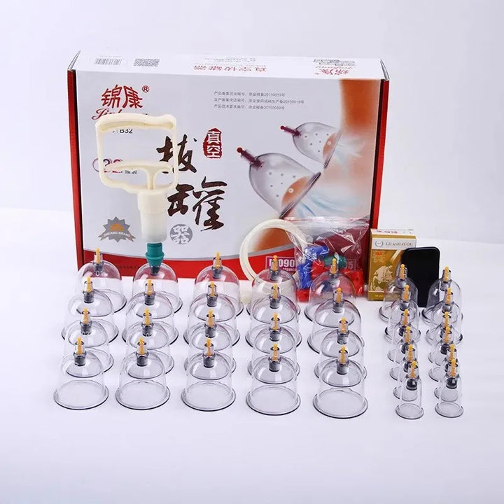 Premium Cupping Therapy Set – Professional Vacuum Suction Cups for Chinese Medicine Physiotherapy, Massage, and Muscle Relaxation, Durable Plastic Jars for Home and Professional Use