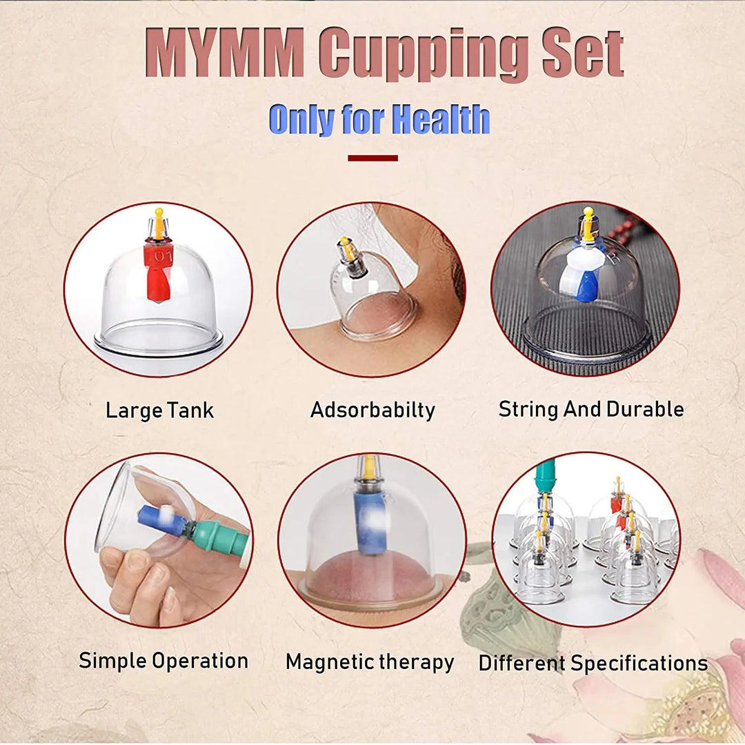Premium Cupping Therapy Set – Professional Vacuum Suction Cups for Chinese Medicine Physiotherapy, Massage, and Muscle Relaxation, Durable Plastic Jars for Home and Professional Use