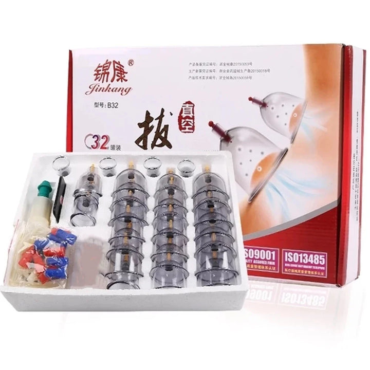 Premium Cupping Therapy Set – Professional Vacuum Suction Cups for Chinese Medicine Physiotherapy, Massage, and Muscle Relaxation, Durable Plastic Jars for Home and Professional Use