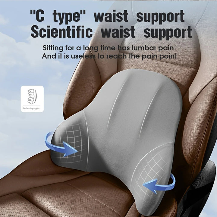 Premium Memory Foam Lumbar Cushion – Ergonomic Back Support for Car, Office, and Gaming Chairs, Postpartum Waist Relief, 