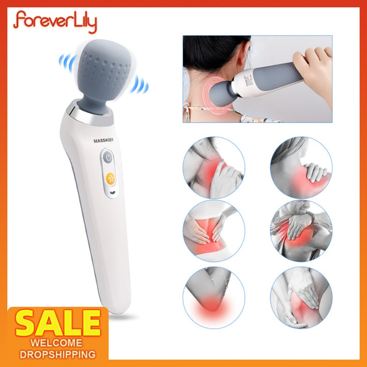 Premium USB Handheld Electric Wand Massager - High Frequency Vibration Deep Tissue Massage Machine for Body, Neck, and Back Pain Relief