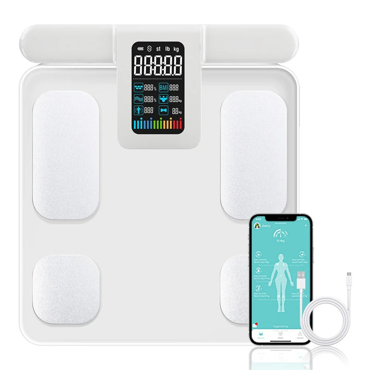 Premium Smart Body Composition Scale – 8 Electrode Bioimpedance Digital Weight Scale, Tracks Body Fat, Water, Muscle Mass, BMI, and More, Accurate Measurements for Health Monitoring